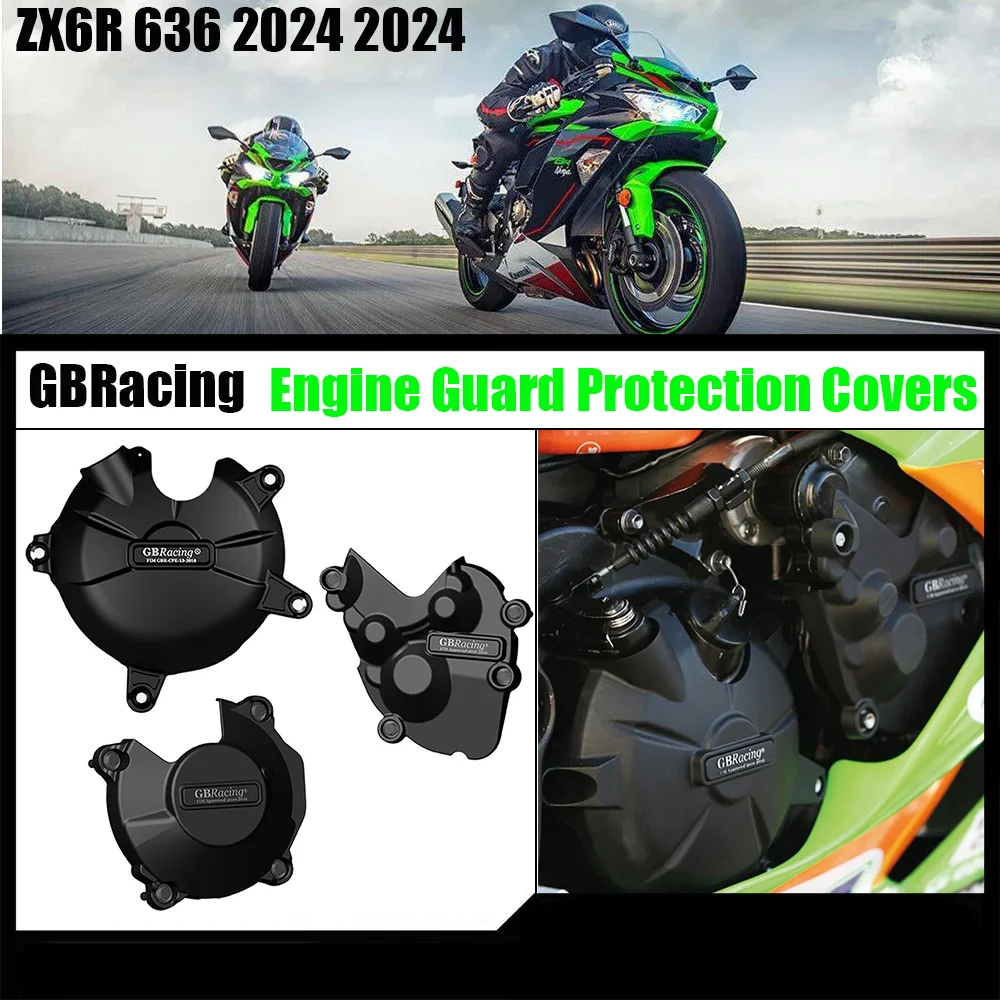 GBRacing ZX-6R 2024 Engine Cover Set For KAWASAKI NINJA ZX6R 636 2024 2025 Engine Guard Protection Covers 2013 - 2024