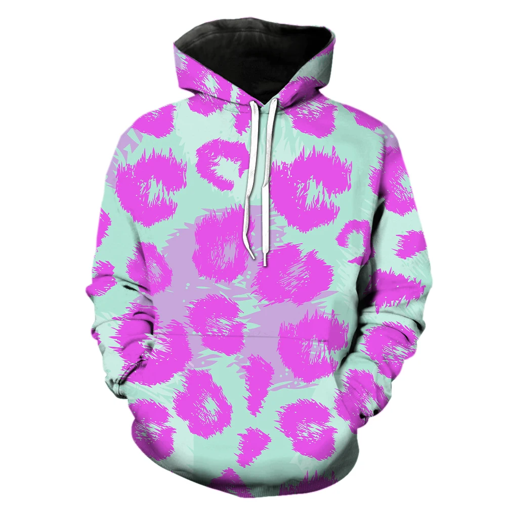 

Animal Fur Leopard Print Men's Hoodies Cool Tops Teens Fashion Streetwear Spring Unisex With Hood Jackets Casual 3D Printed