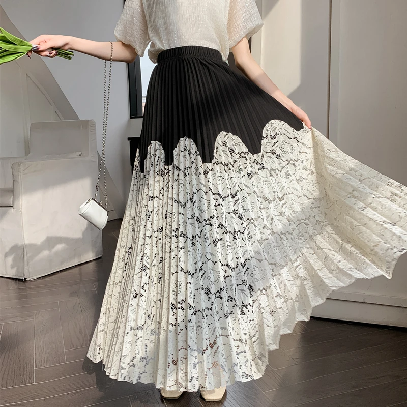 

Eshin Pleated Print Mid Length Style A Line Y2K High Waist Elegant Fashion And Pretty Skirt For Woman Casual Clothes