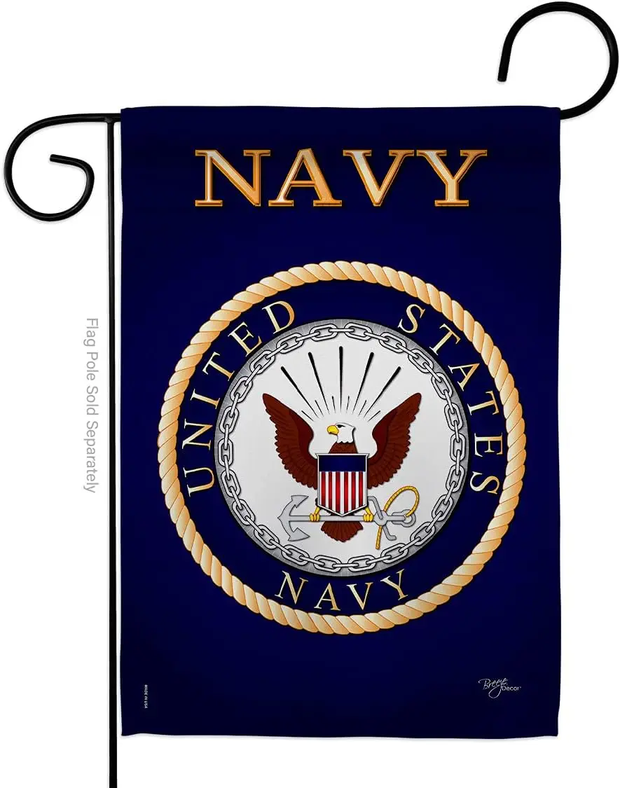 Breeze Decor US Navy USN Armed Forces Seabee Official Licensed United State American Military Retire Decorative, Garden Flag 13&