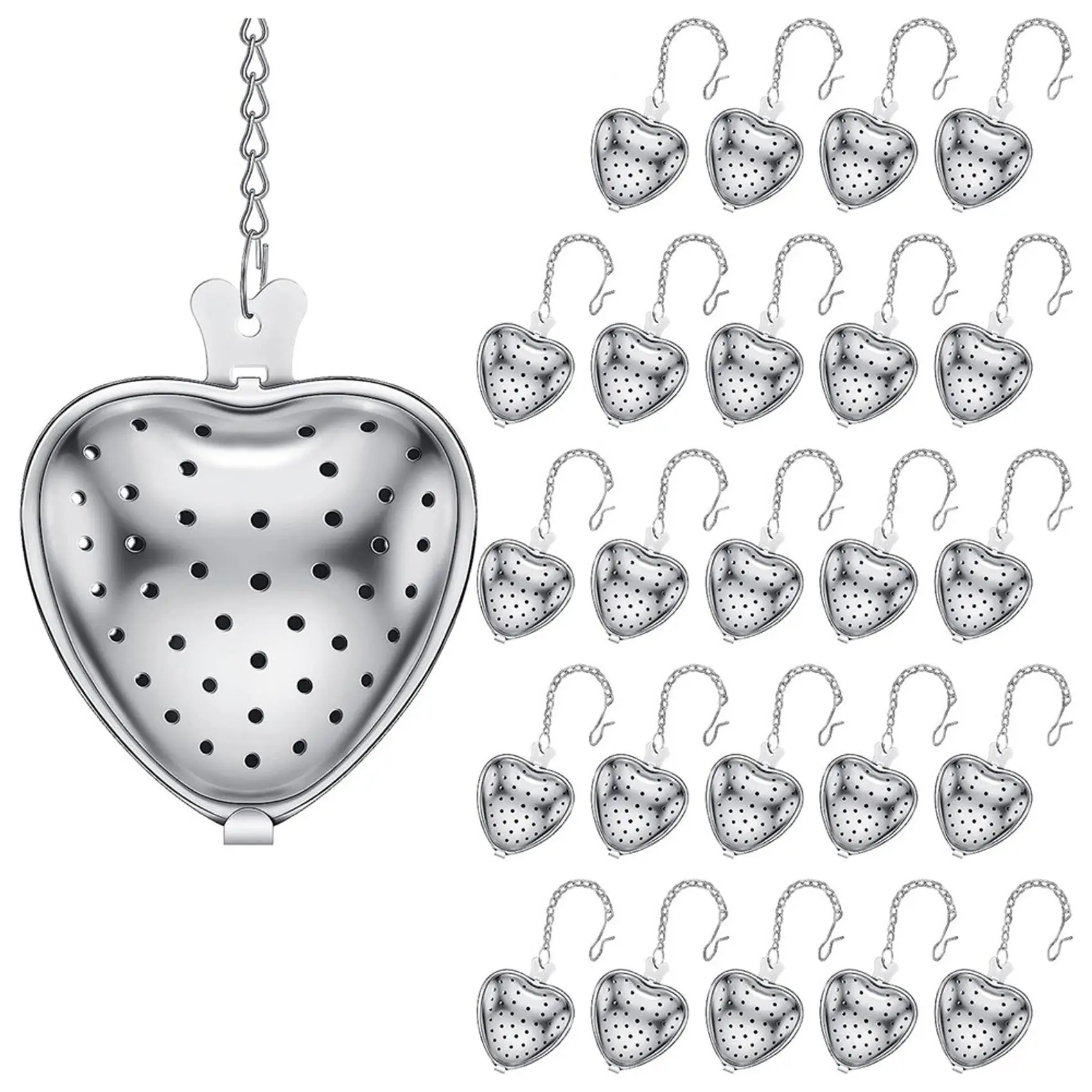 

125Pcs Tea Strainer Stainless Steel Tea Ball Infuser Loose,Extended Chain Hook For Seasonings Cup Bottle Party Favors