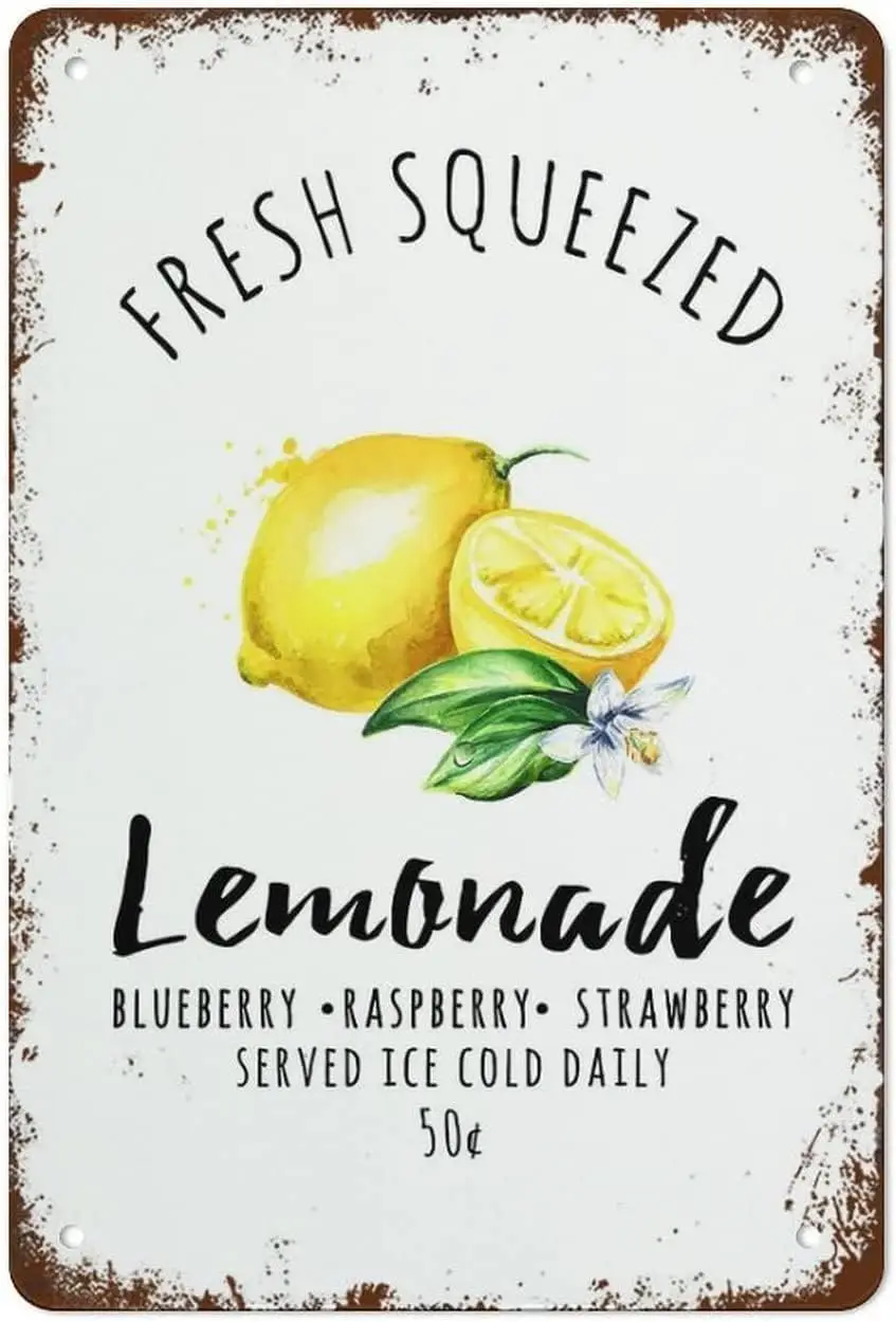 Lemonade Stand Sign Lemonade Spring Decor Wall Art Kitchen Decor Prin Tin Sign Metal Sign Retro Wall Decor For Home Cafes Office