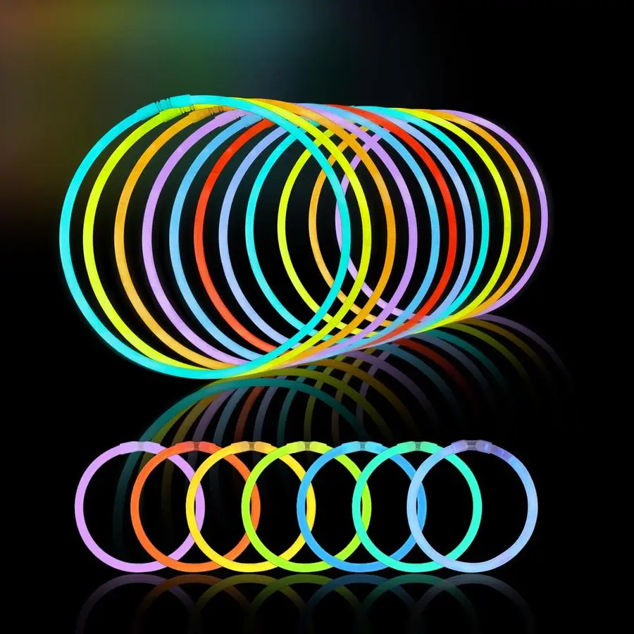 

300 Pack Glow Sticks, 100ct 22 Necklaces and 200 Pcs 8 Glow Sticks Bulk with 300 Pcs Connectors, Bright in The Dark Party Suppli