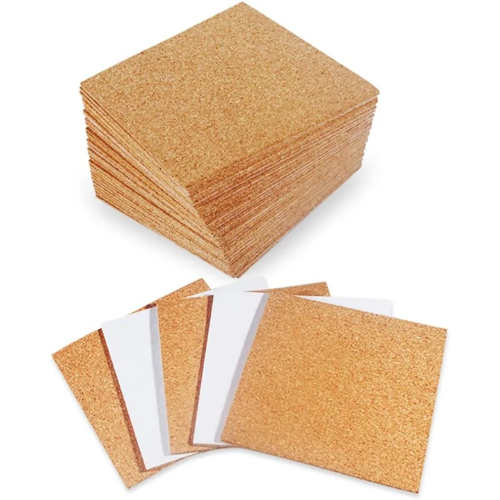 

30 Pack Self-Adhesive Cork Squares 4' X 4' Tiles For DIY Crafts