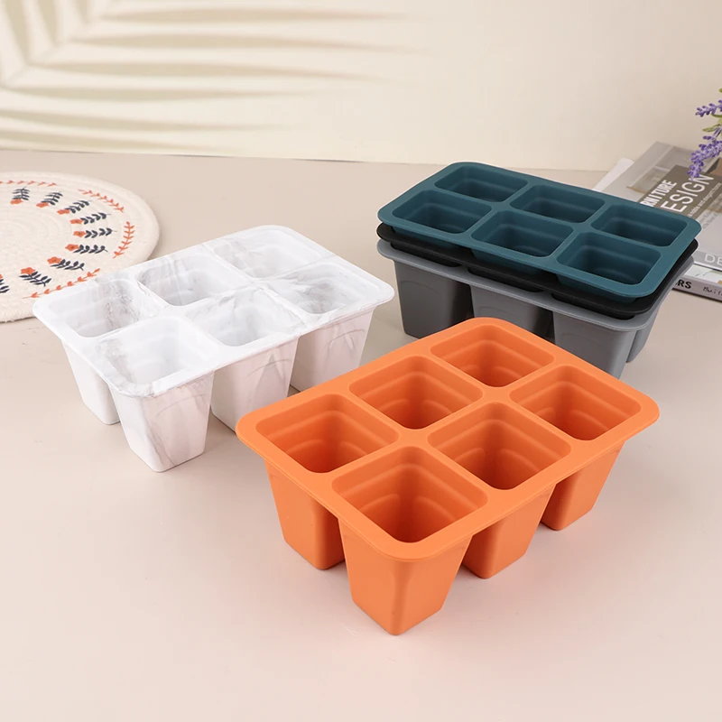 1Pc Seed Starter Tray 6 Cells Silicone Seedling Planting Tray With Drain Holes Reusable Gardening Seedling Germination Container