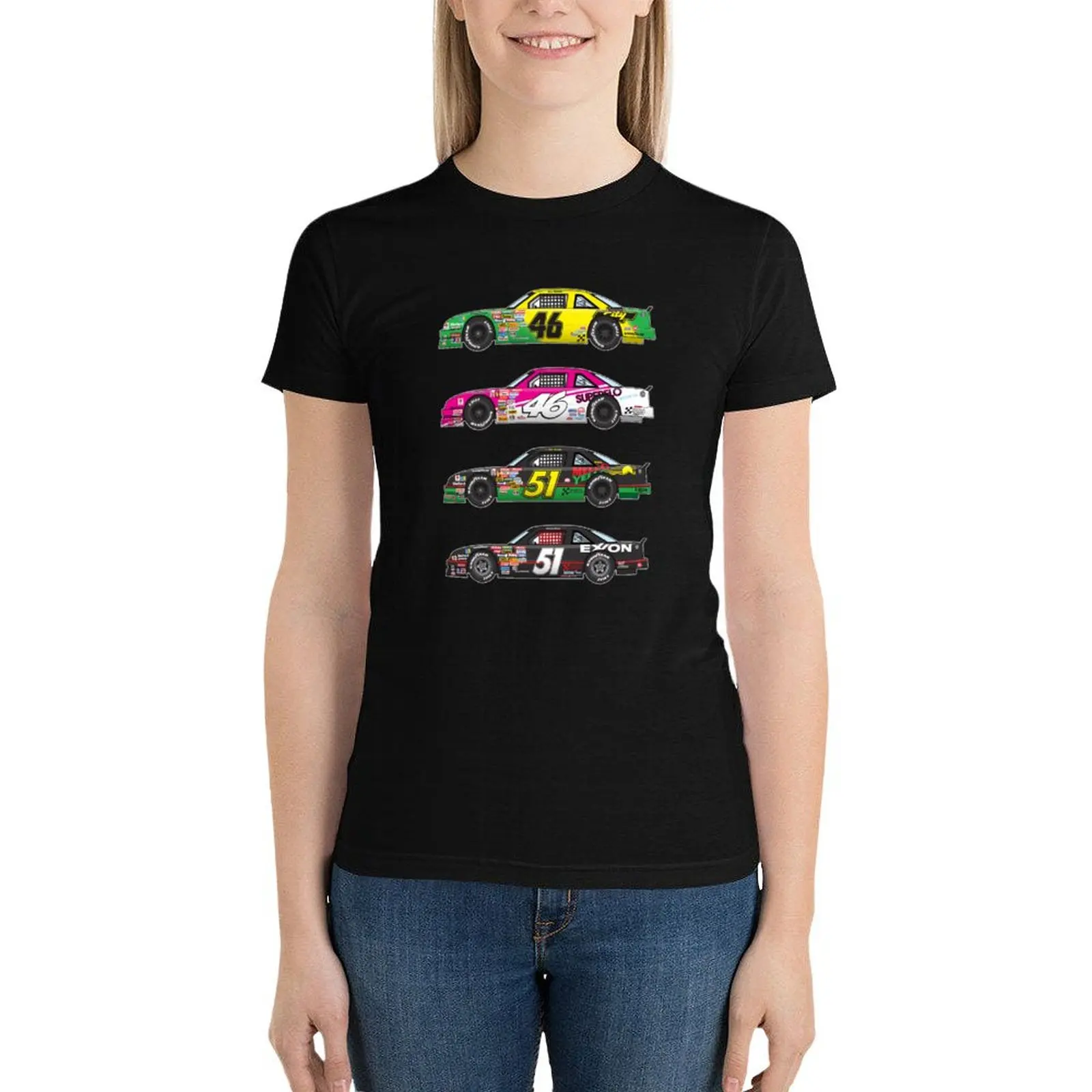 Days of Thunder Car Collection Illustration, Cole Trickle, Rowdy Burns T-Shirt tees summer top white t-shirts for Women