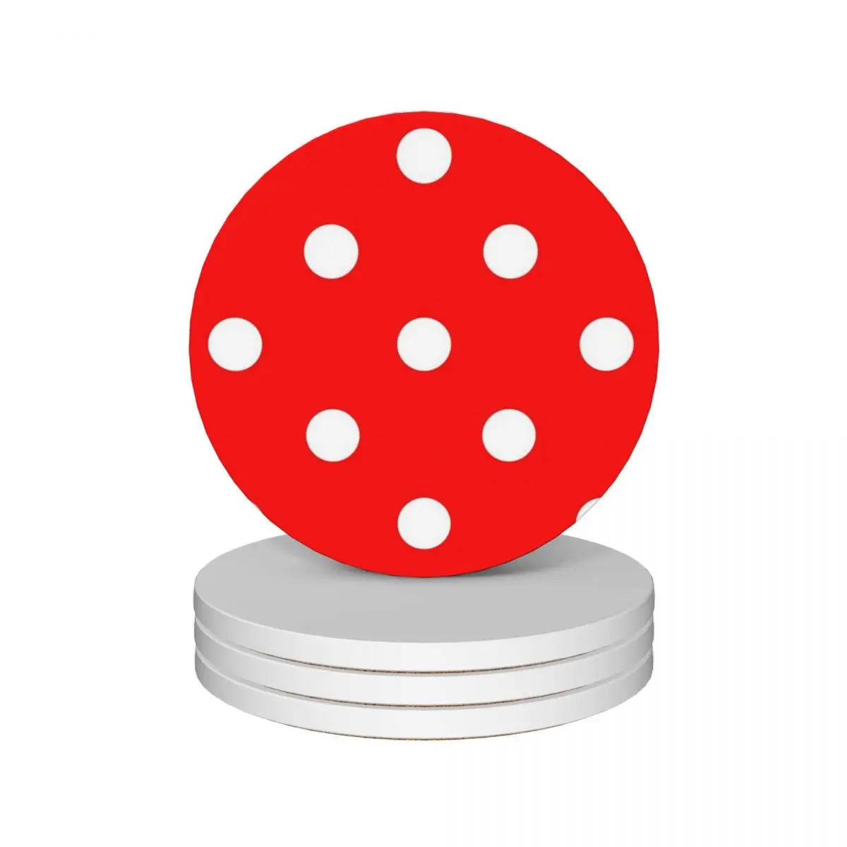 

White Dots on Red Ceramic Coasters (Set of 4) tile cup pads Coasters