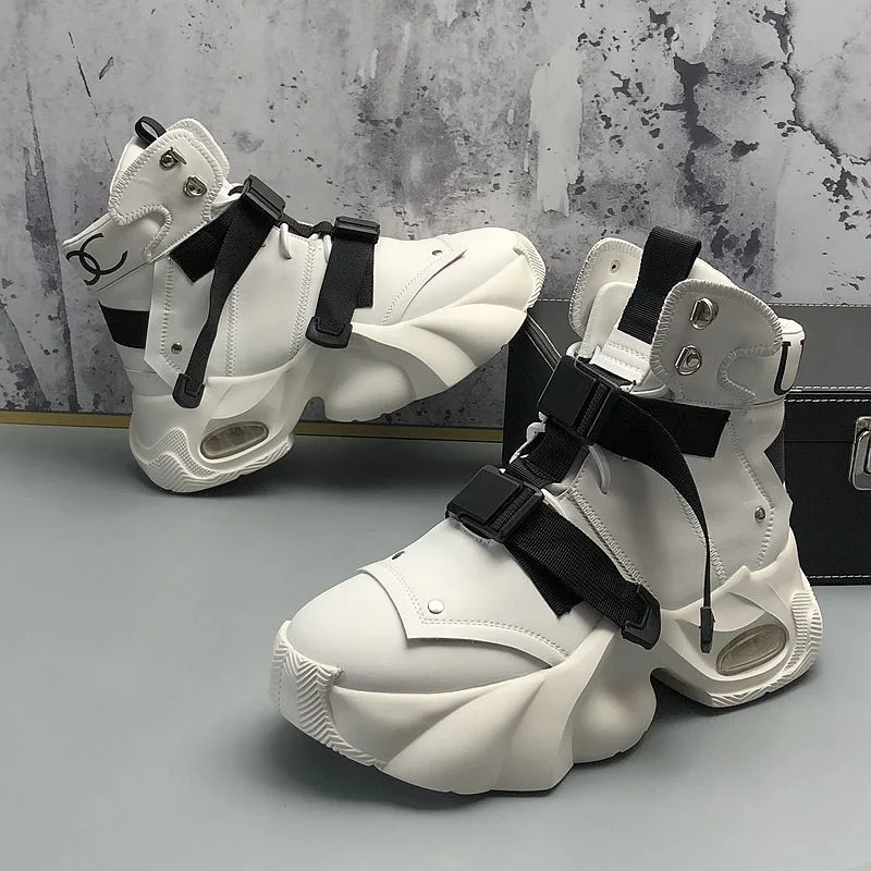 

Men's High-top Sneakers, Loose Fit, Versatile, Super Soft Casual Shoes, Soft Leather, Soft Sole Boots, Motorcycle Boots
