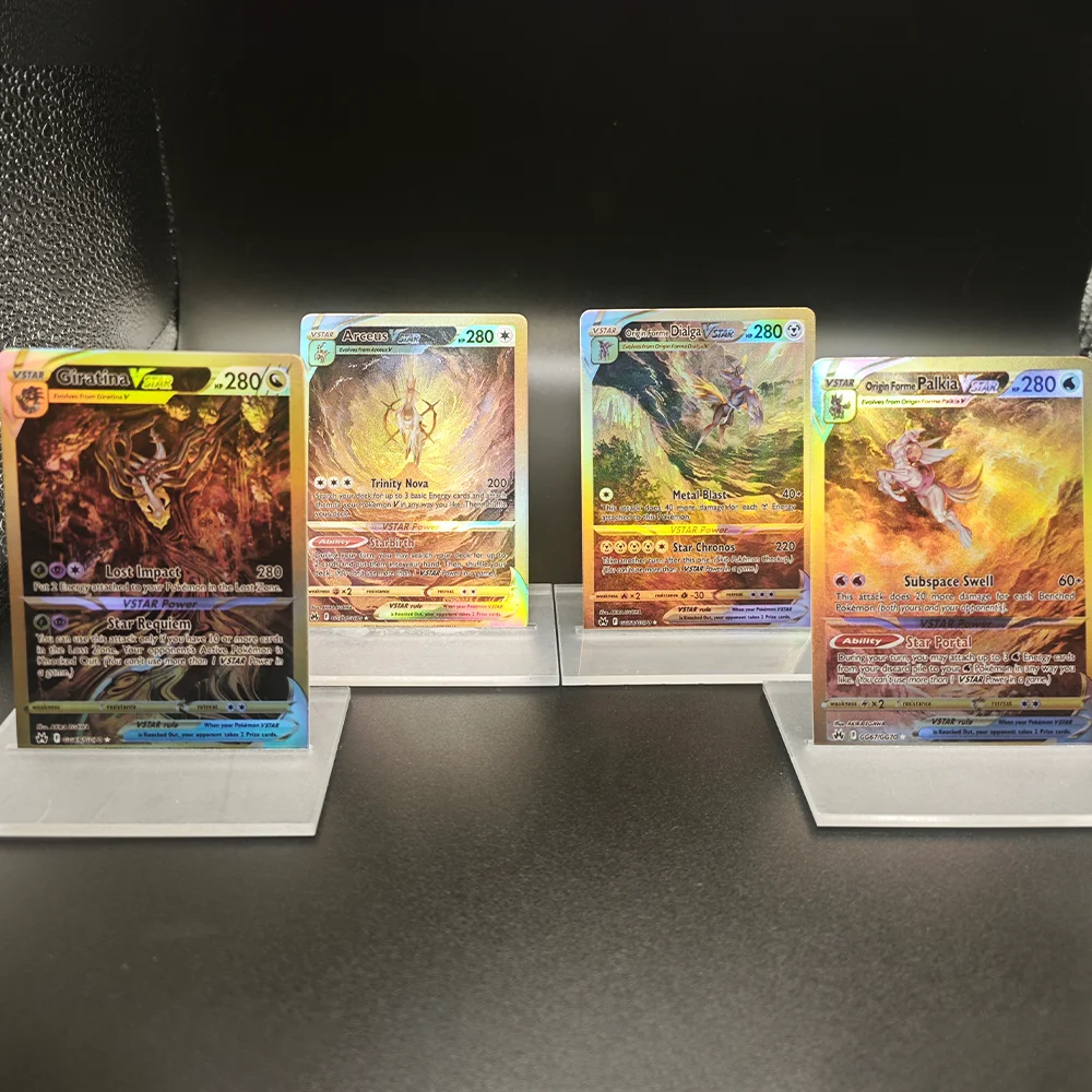 

Набор из 4 коллекционных карточек Pocket Monsters (версия для самостоятельной сборки), английская версия: Гиратина, Арцеус, Дайлга. Игровые карточки для мальчиков, подарок на праздник.