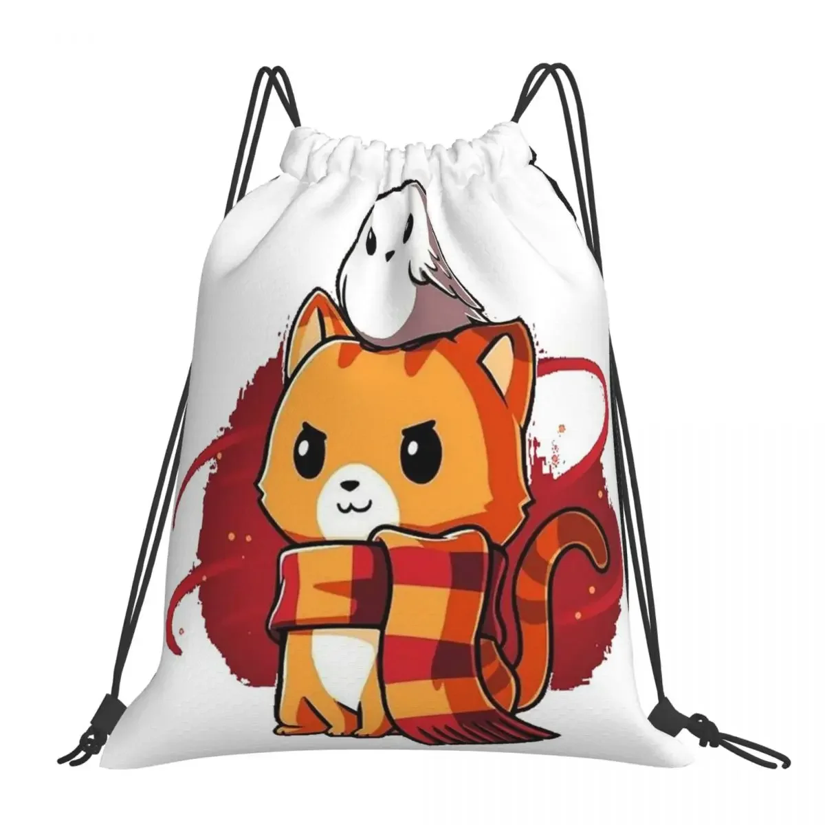 

Magic Cat And Owl Backpacks Portable Drawstring Bags Drawstring Bundle Pocket Storage Bag BookBag For Travel Students