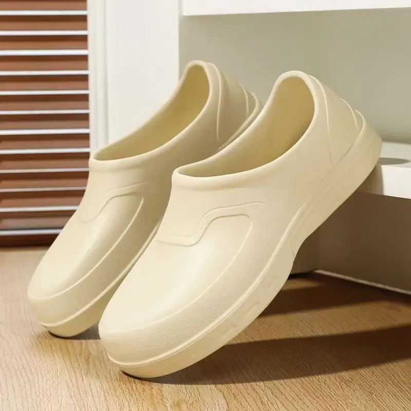 

Men's New Low Top Thick Sole Rain Shoes Waterproof Oil-Proof Round Toe Slip On Lightweight Kitchen Work Shoes Fishing Wader