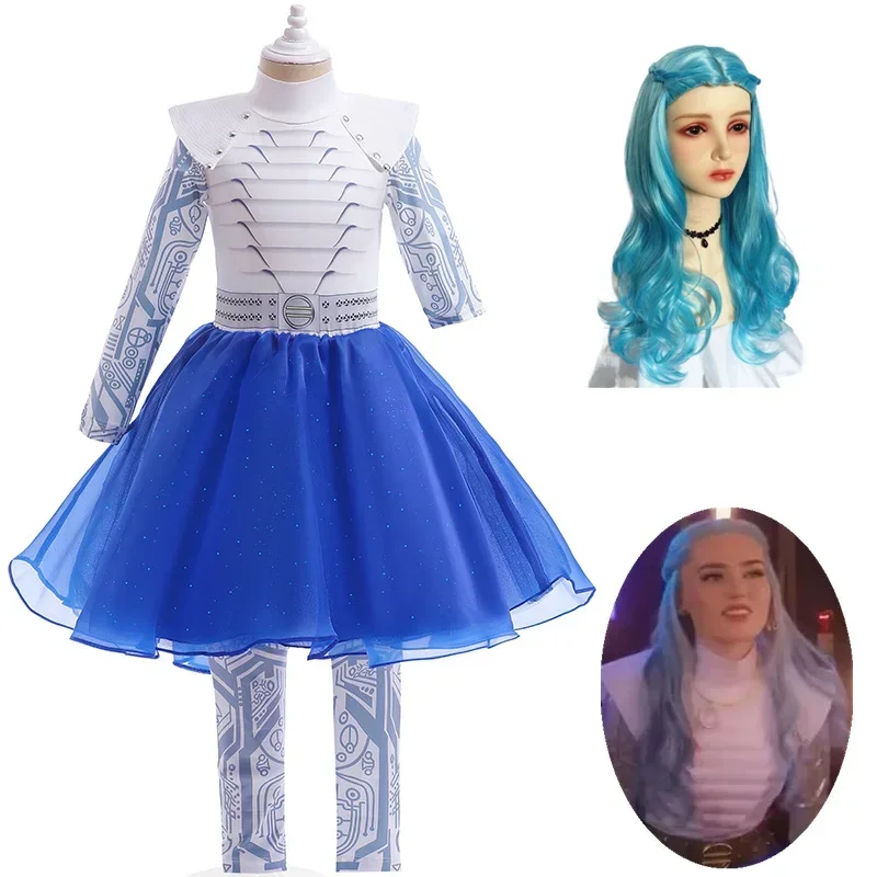 Zombies 3 Addison alien Kids Clothes Girls Cheerleader Dress Cosplay Costume Child Fantasia Halloween Birthday Party Fancy Dress