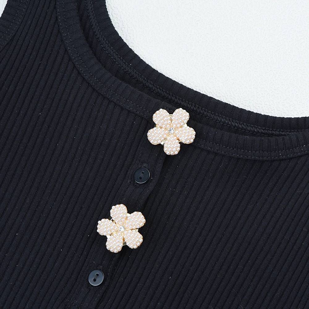ICEYY  Pearl Beads Five Petal Cufflink Button Covers For Shirt Button Clip Sleeve Buttons Fashion Girls\' Gifts Tux Cufflinks