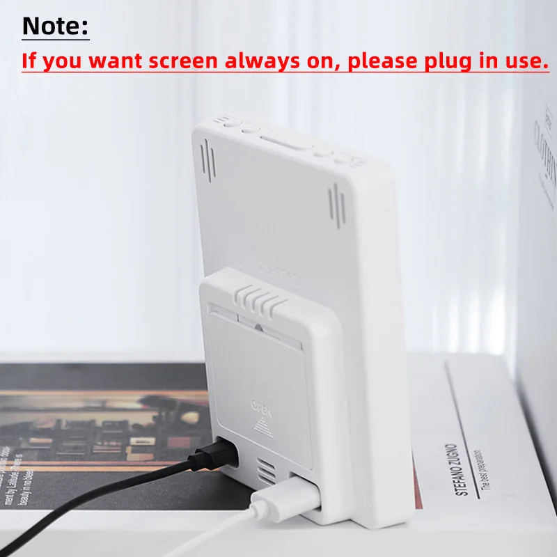 Multifunctional Large Screen Digital Alarm Clock Humidity Display Brightness Adjustment Charging Desktop Clock Home Office Decor
