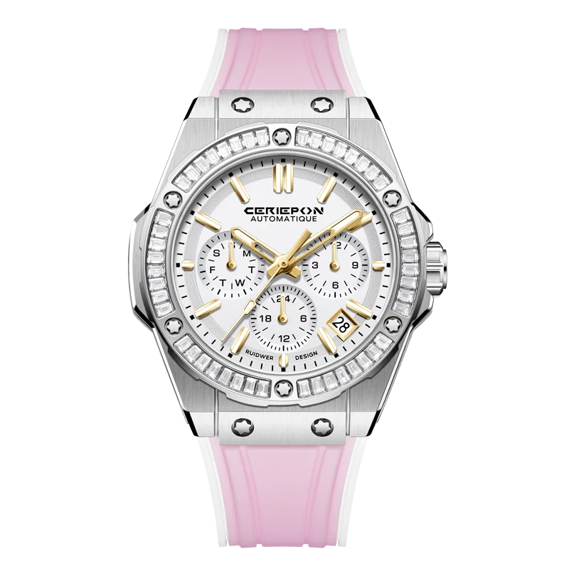 นาฬิกาข้อมือผู้หญิงแบรนด์ดัง ระบบอัตโนมัติ ดีไซน์ Pagani นาฬิกาจักรกลสำหรับผู้หญิง กระจกแซฟไฟร์ Reloj Homber