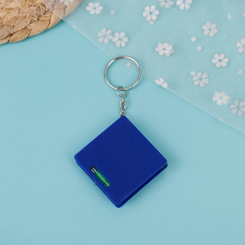 Multifunctional Key Rings Tape Measure with Horizontal Bubble Level Square Ruler