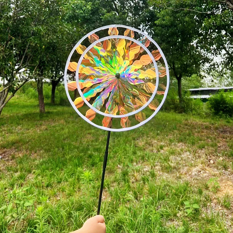 1 Stuk Fruit Tuin Reflecterende Zes Kleur Dazzling Zonnebloem Windmolen Outdoor Gazon Yard Vogelverschrikkende Wind Spinner Kinderen speelgoed