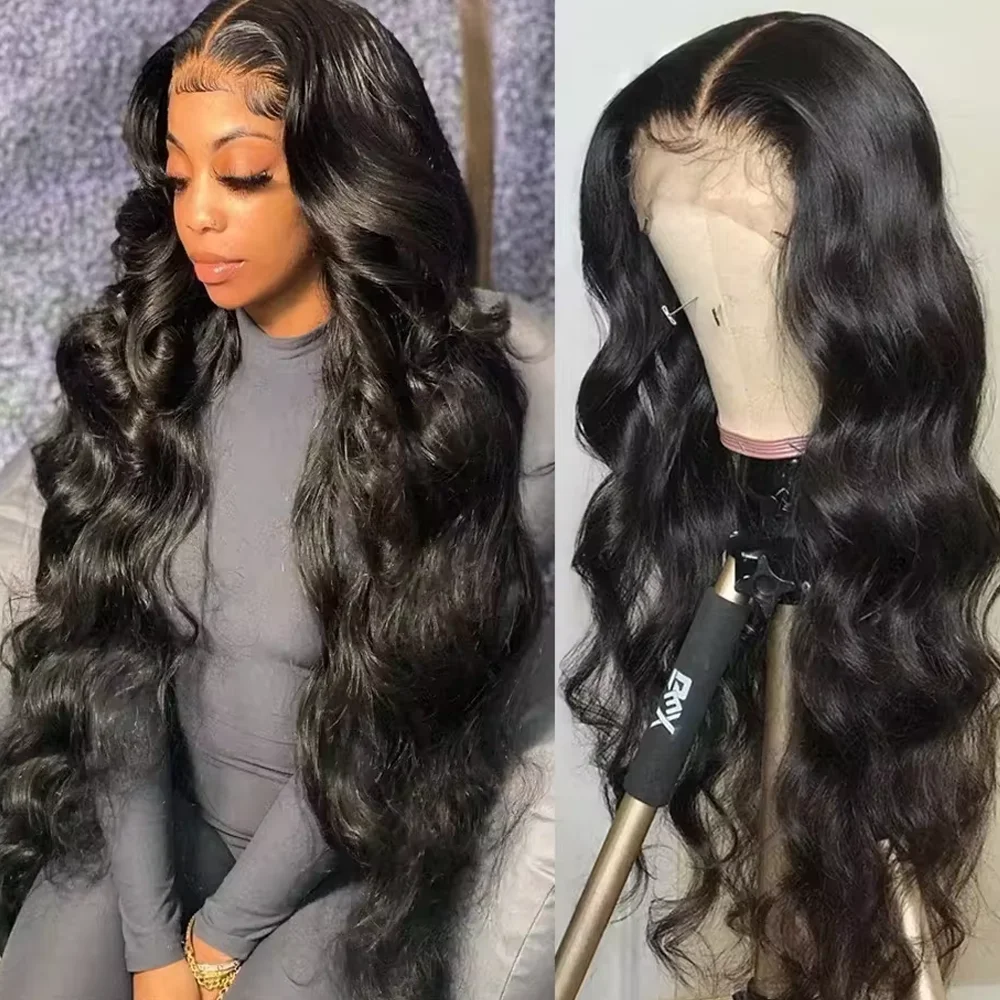 

Натуральные черные объемные волны 13x4 13x6 HD кружевные фронтальные парики 100% бразильские человеческие волосы для женщин мягкая натуральная текстура