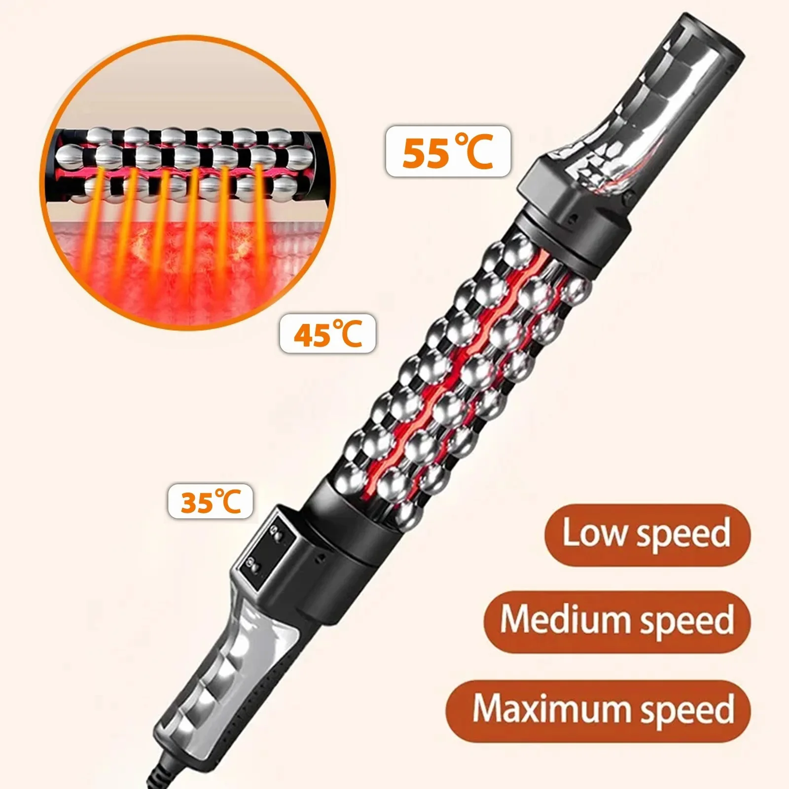 

Relaxed Red Light Heated Massage Device 360 Rotating Inner Ball Muscle Relaxation Massage Roller For Whole Body Anti Cellulite