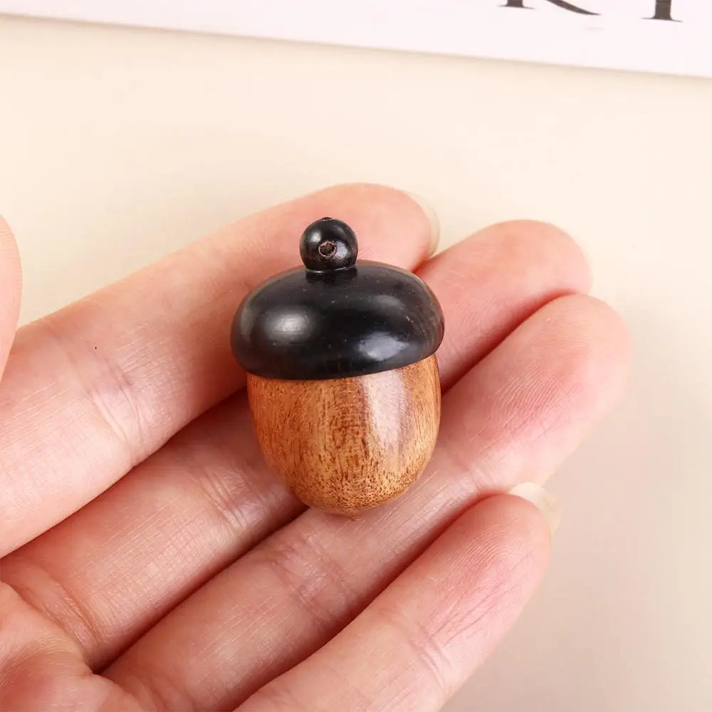 Mini Medicine Tablet Container Outdoor Acorn Shape Travel Pill Case Capsules Organizer Wooden Pill Box Granule Storage Box