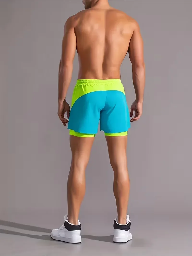 Neue professionelle Sportshorts für Männer, geeignet für Laufen, Marathon, Fitness, schnelltrocknend und mit Rückenschutz. – Detail 5