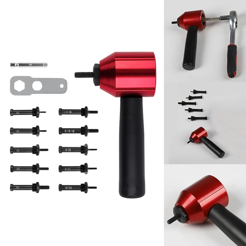 Metric Rivet Nut Converter Insert Nut Riveting Tool Cordless Rivet Nut Adapter Kit For Electric Drill/Hand Wrench Easy Install