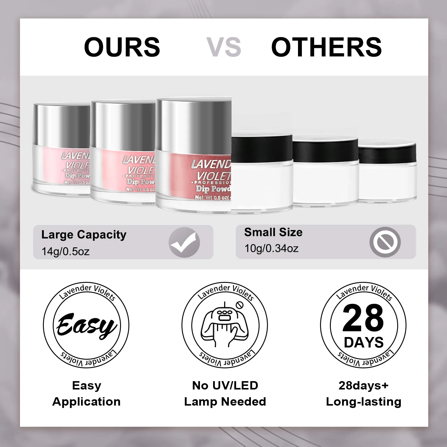 6x0.5oz سعة كبيرة فضي الألوان الهواء الجاف غمس مسحوق مجموعة لصالونات الأظافر مانيكير النساء الفتيات هدية #5