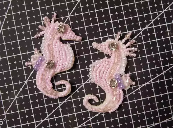 High Quality Beaded 1pair seahorse Sequins Beads Patches Applique Sew On Clothes Shoes Bags Decoration DIY Patch