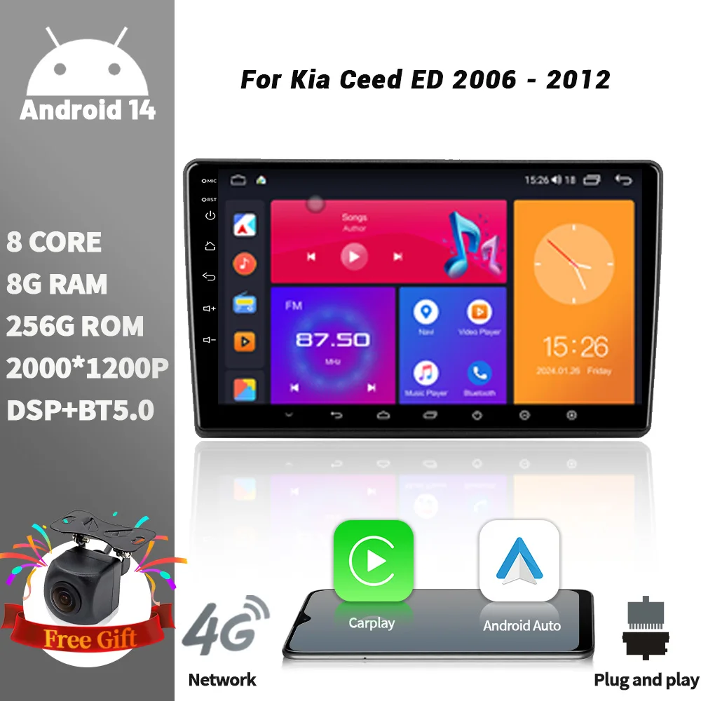 

Android For Kia Ceed ED 2006-2012 WIFI 2DIN GPS Car Radio Multimedia Player Navigation Wireless CarPlay Screen Stereo 2DIN