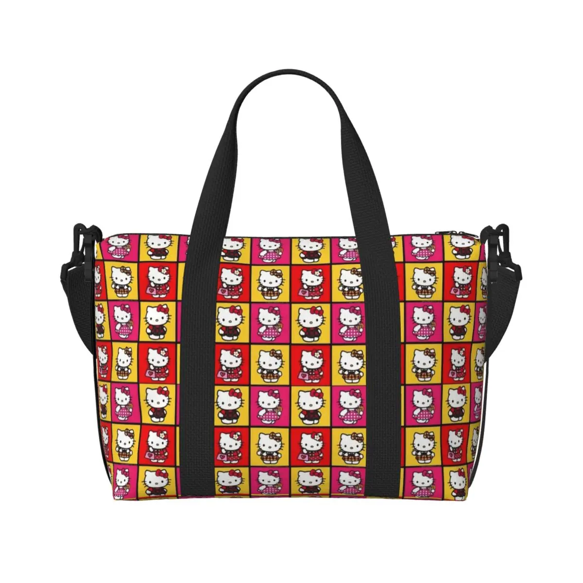 

Custom Cartoon Hello Kitty Sanrio Japan Anime Grocery Shopping Tote Bag Women Large Capacity Beach Gym Travel Bags