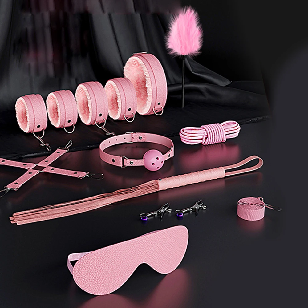 ألعاب الجنس BDSM عبودية أطقم جلد طبيعي ضبط النفس مجموعة أصفاد طوق الكمامة الهزاز ألعاب الجنس للنساء الأزواج ألعاب الكبار #1