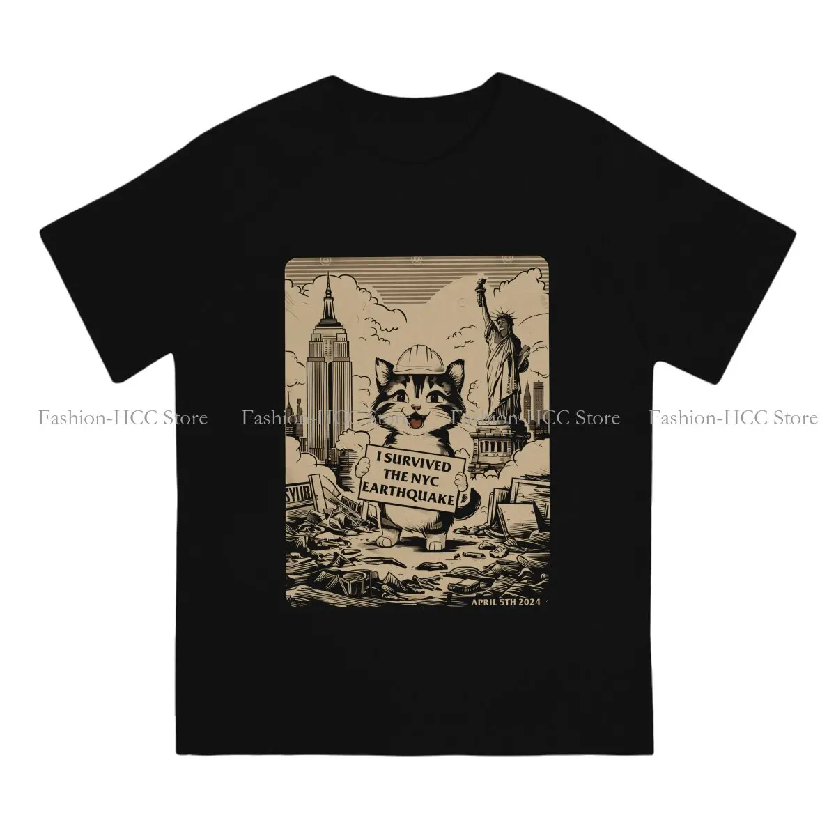 I Survived The NYC Earthquake Polyester TShirt for Men Cool Soft Summer Tee T Shirt High Quality New Design