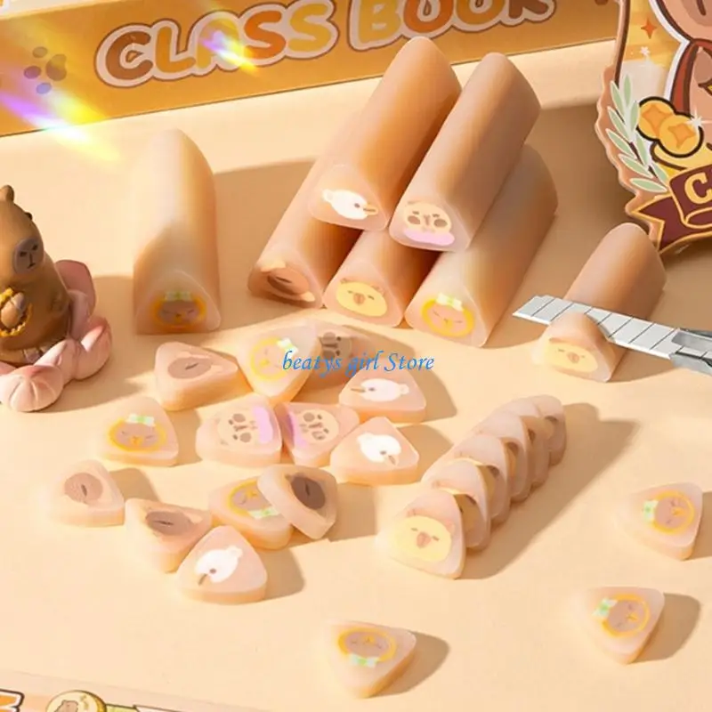 

C7AB 10 Pcs Cartoon Erasers Triangle Erasers Easy to Clean Creative Painting Erasers