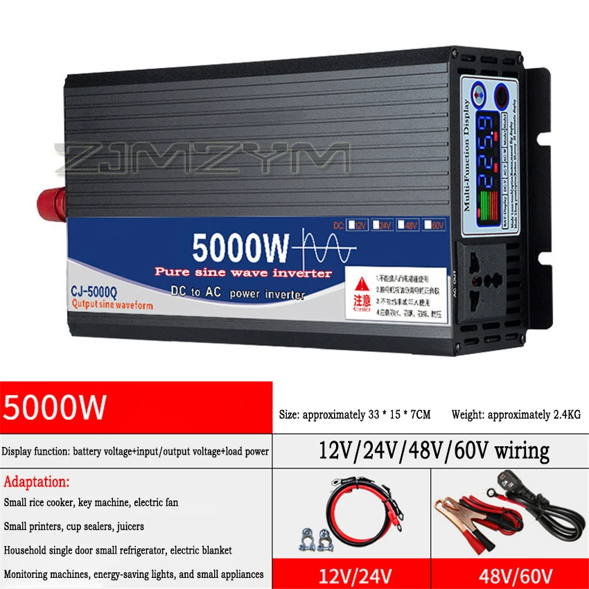 Inverter a onda sinusoidale pura 3000W 4000W 5000W Inverter solari per auto da 220V con schermo a colori USB con display multipli
