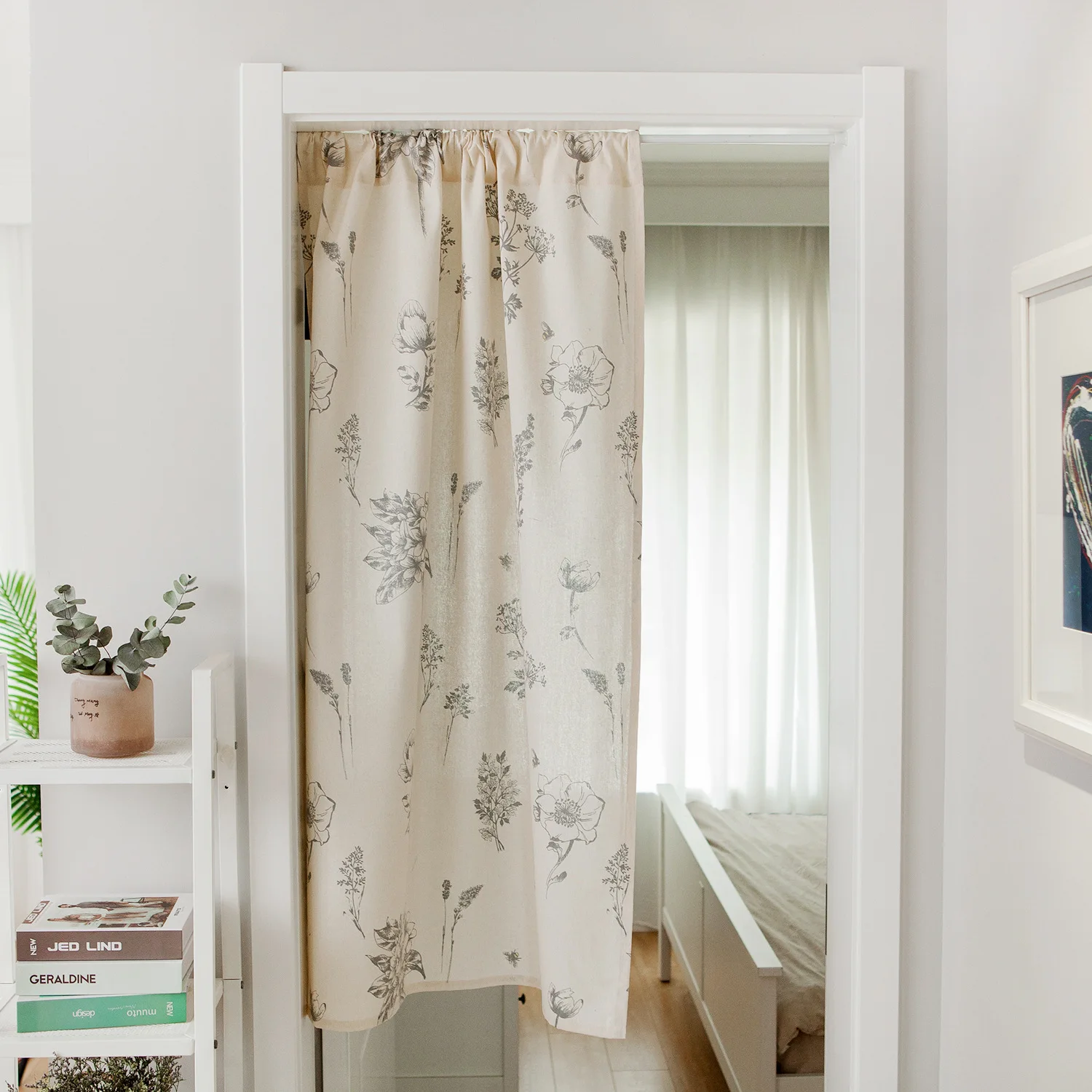 Tenda giapponese della porta dei cervi dell'albero del fumetto, lino di cotone, tenda divisoria monolitica per la camera da letto, decorazione della porta della cucina