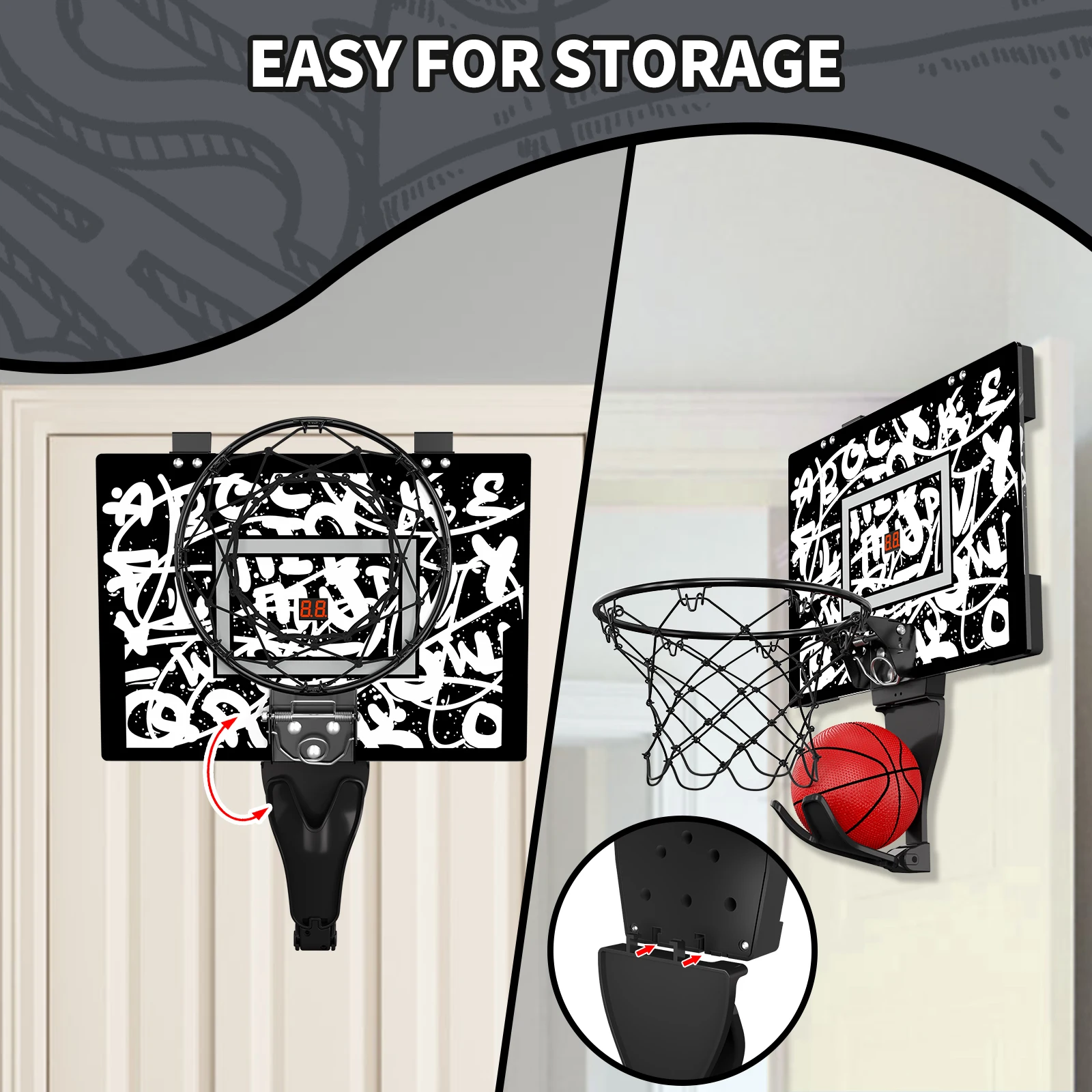 Mini-basketbalring voor kinderen met elektronisch scorebord Bal Sportbord Outdoor Indoor Excersise-accessoire Grappig spelspeelgoed