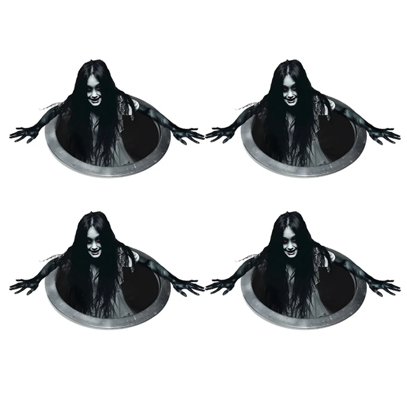 

Halloween Floor Wall Decal, Long Hair Female Horror Wall Sticker, 3D Realistic Horror Floor Sticker-N29R