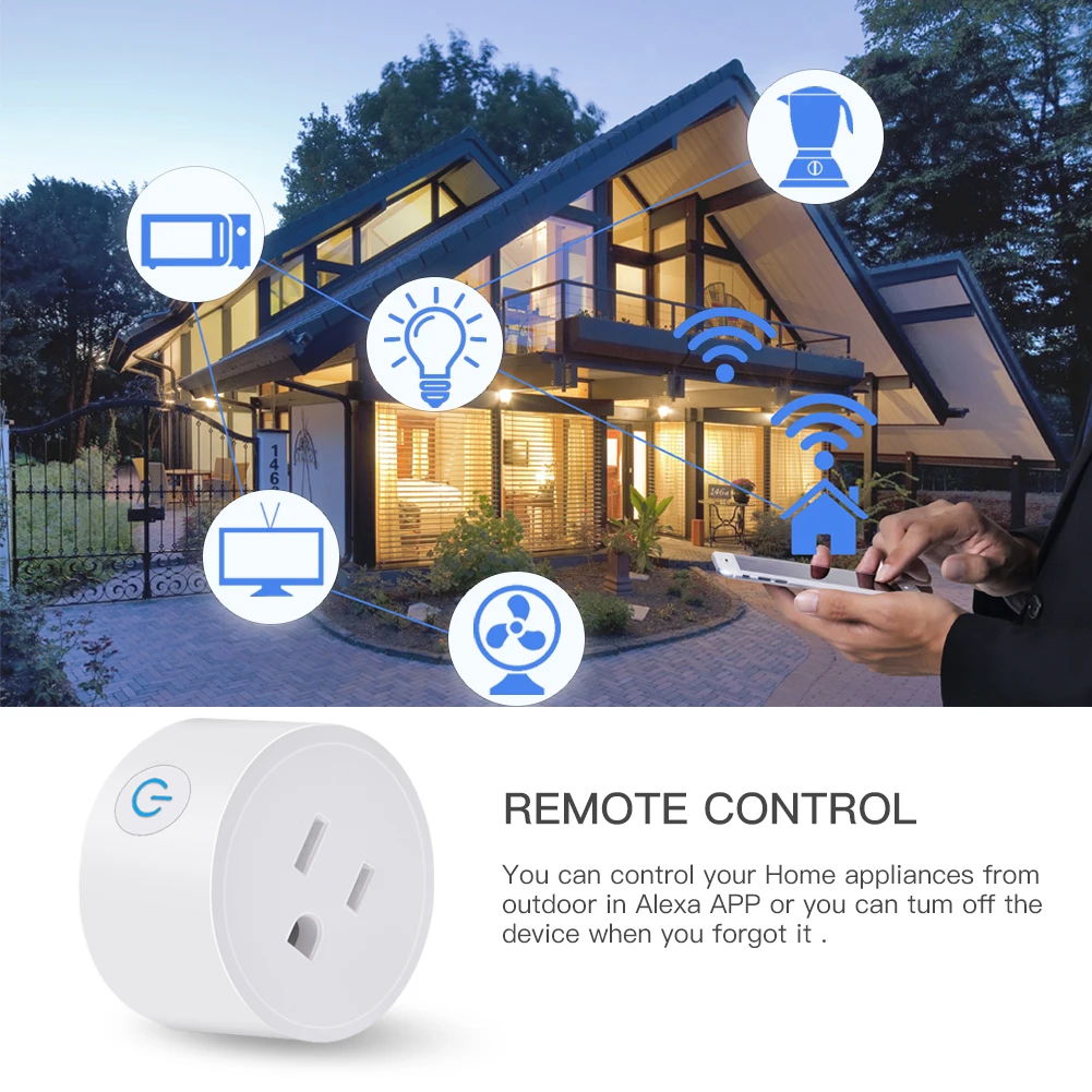 US Matter 10A Wifi Smart Socket with Power Monitor US Plug Home Appliance Outlet Works with Homekit Alexa Google