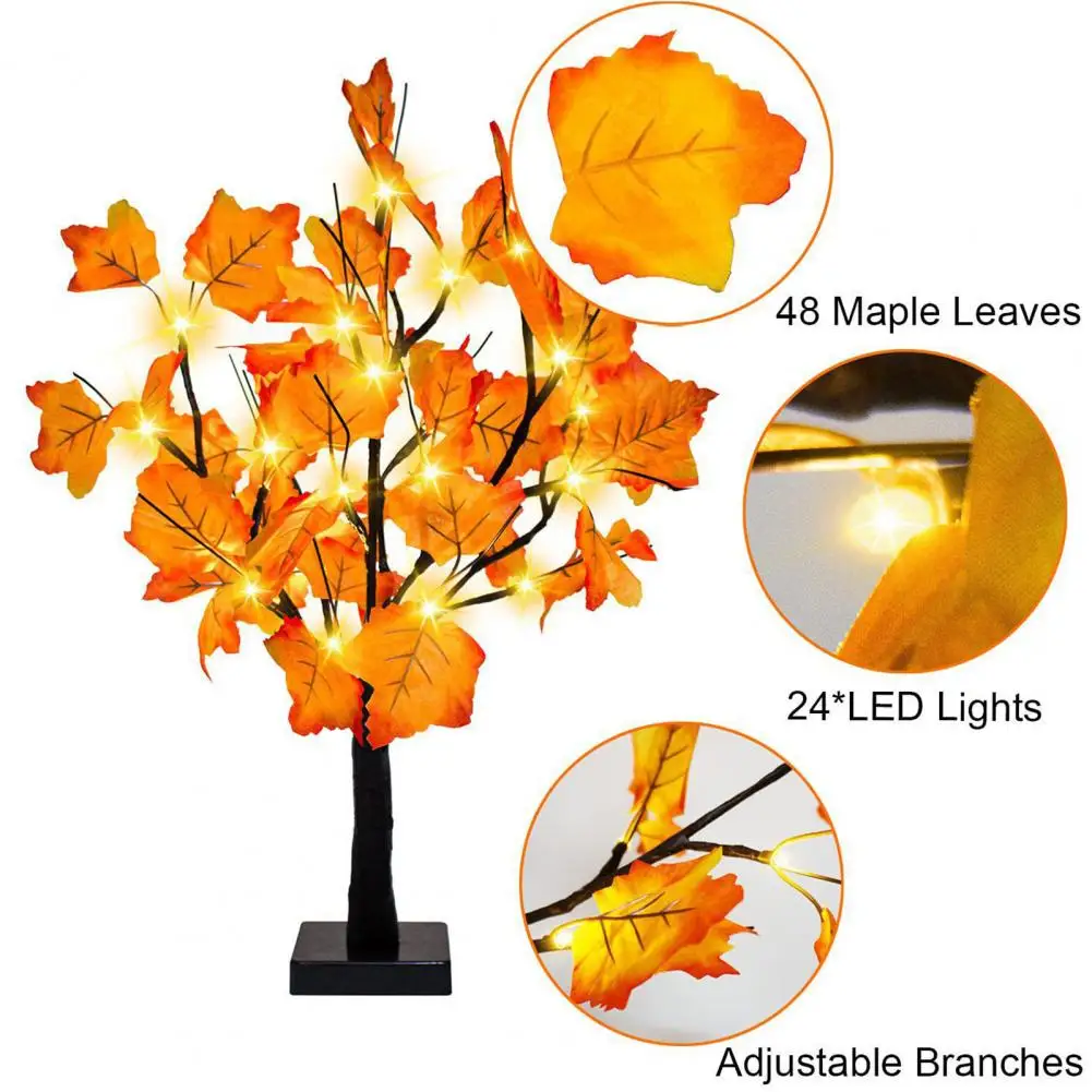 

Led Maple Tree Decor Battery Operated Fall Maple Tree Light with Led Pumpkins Pinecones for Thanksgiving Harvest Home Decoration