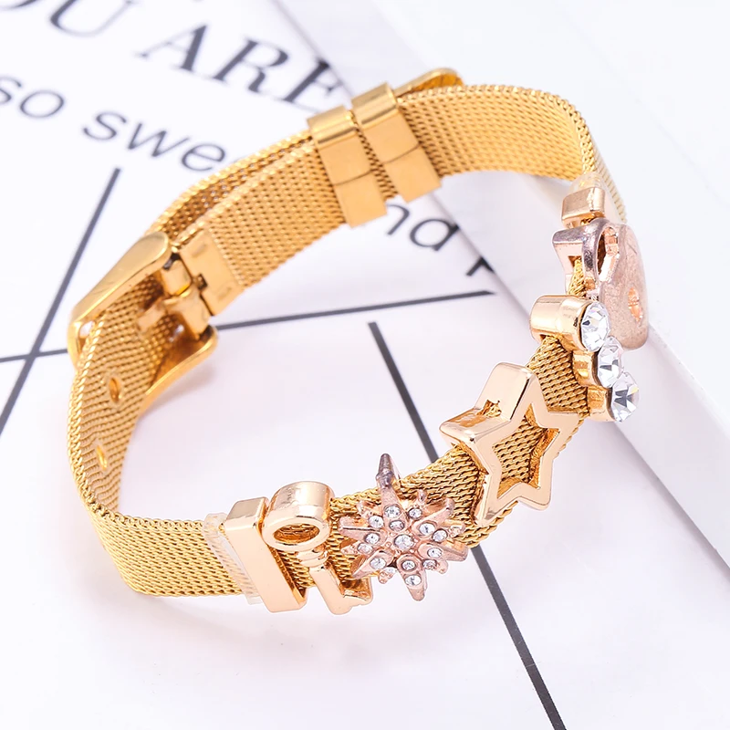 10 مللي متر الحب مفتاح القفل الخرز شبكة من الاستانلس استيل أساور Charm بها بنفسك سحر حارس أساور الإسورة للنساء صديقة الرجال المجوهرات