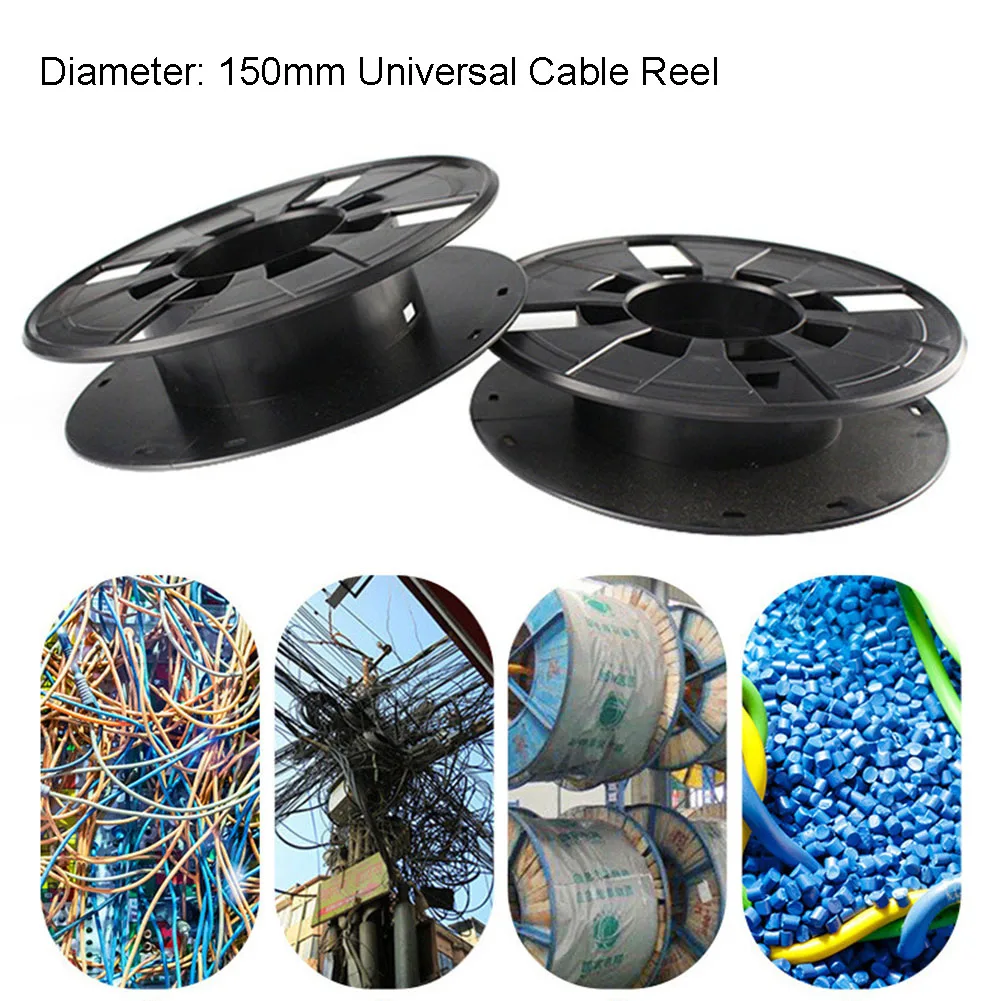 Carrete de Cable negro de plástico, organizador de Cable vacío para Navidad, accesorios de almacenamiento de Cable de plomo, 1 unidad