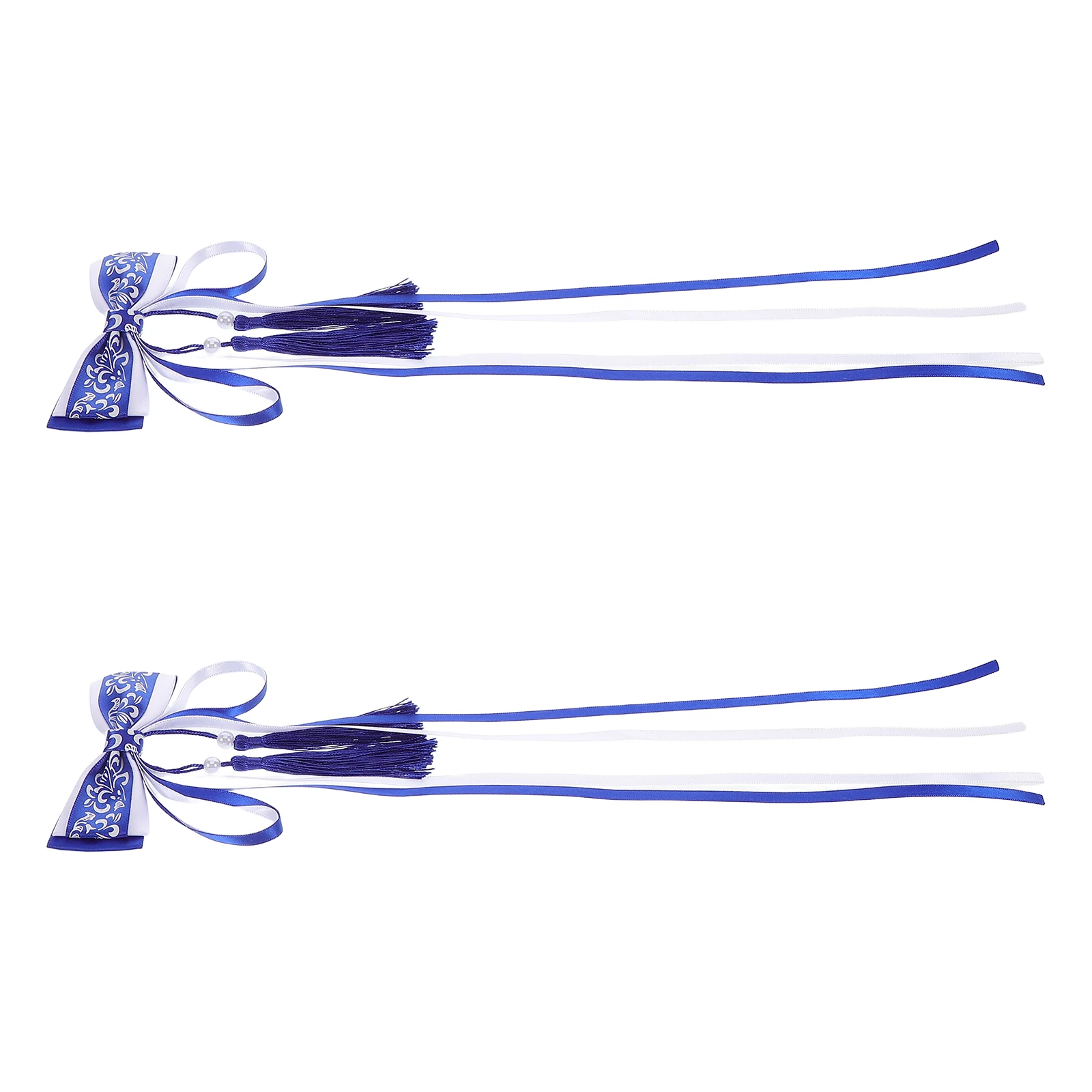 

2pcs Big Bow Headdress Hair Clips Red Silk Child Chinese New Year Hanfu Vintage Tassel Ribbon Hairpin Barrette
