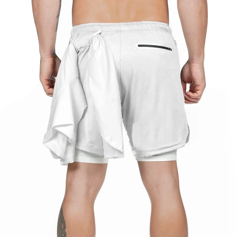 2026 New Men's Anime Double layer Shorts Gym Sports Multi functional Training Fast drying Running Pants Towel Pants M-3XL
