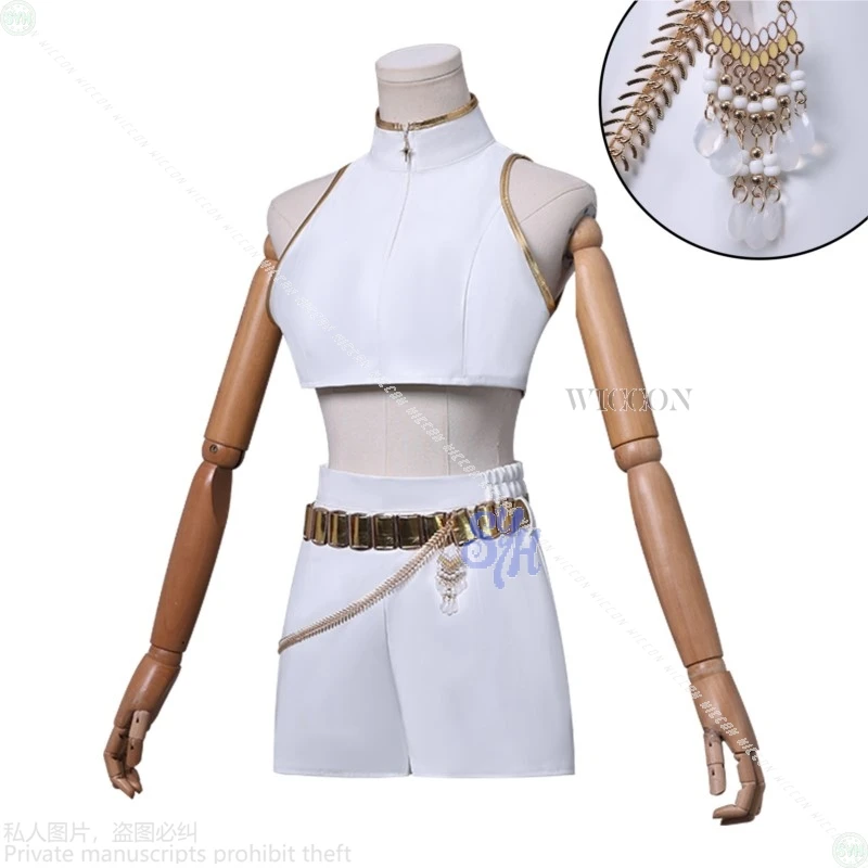 أنيمي فيلم Kpop شيطان تأثيري رومي هنتركس ما يبدو مثل المرحلة موحدة الأبيض كوريا المعبود مثير فستان قصير هالوين كوسبف #3