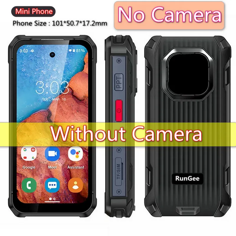 Withou Camera IP68 Waterproof Mini Smartphone 4G LTE Android12 OS 6GB+128GB Camera Face Unlock 3.88'' Small Rugged Cellphone