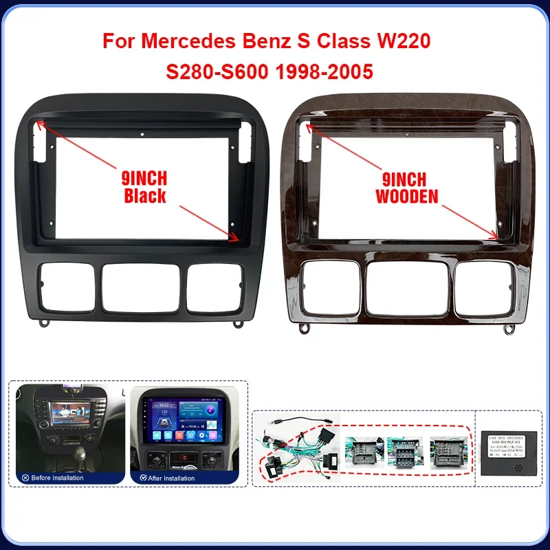 

Car Radio Frame For Mercedes Benz S Class W220 S280-S600 1998-2005 Android 2 Din Stereo Player Stereo Panel Kit