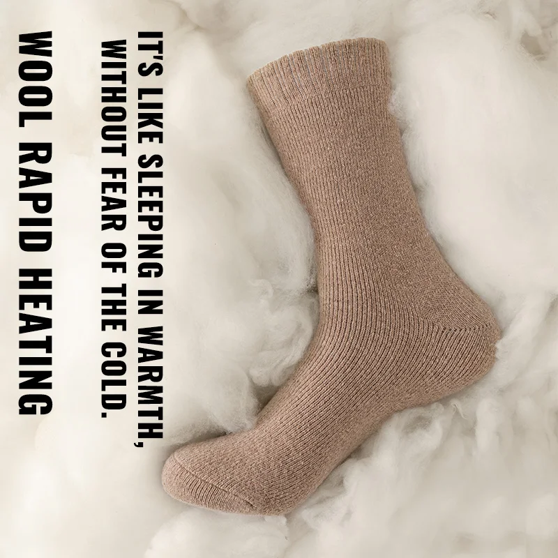 Kaos Kaki Wol Merino MiiOW Tebal Termal Musim Dingin Empuk Hangat Tahan Dingin Kasmir Crew Sock Pria Kaos Kaki Salju Hangat