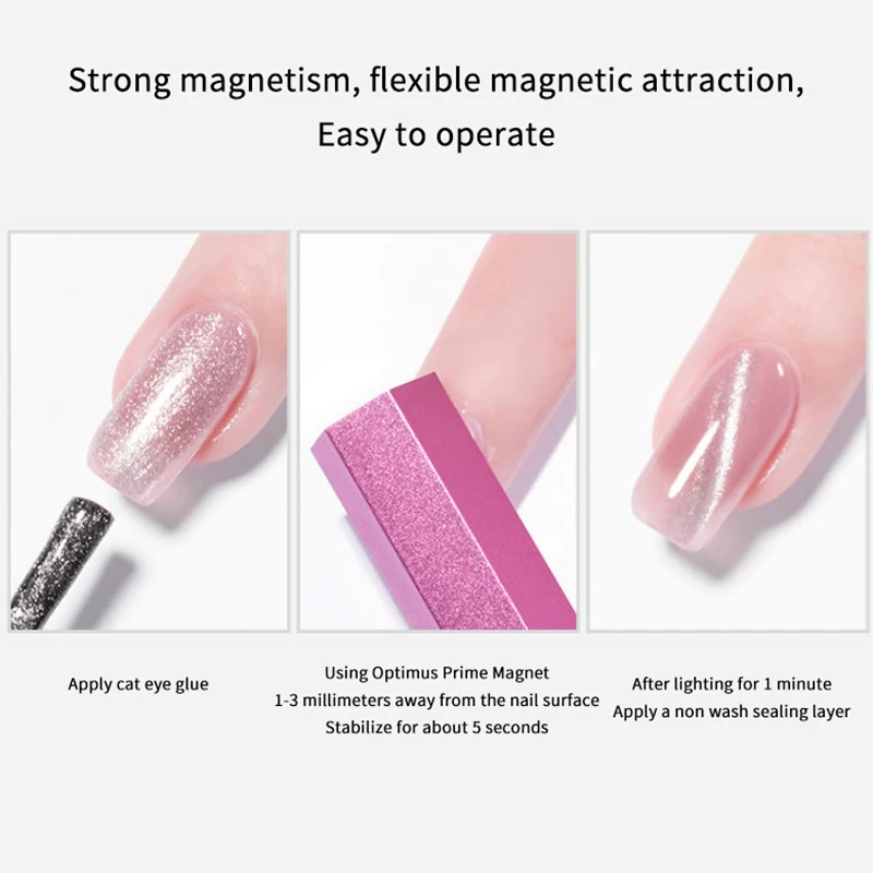 Sześciokątny Duży Mocny Magnes Dwugłowicowy Magnes do Paznokci typu \"Kocie Oko\" do Żelu Profesjonalne Narzędzia do Stylizacji Paznokci