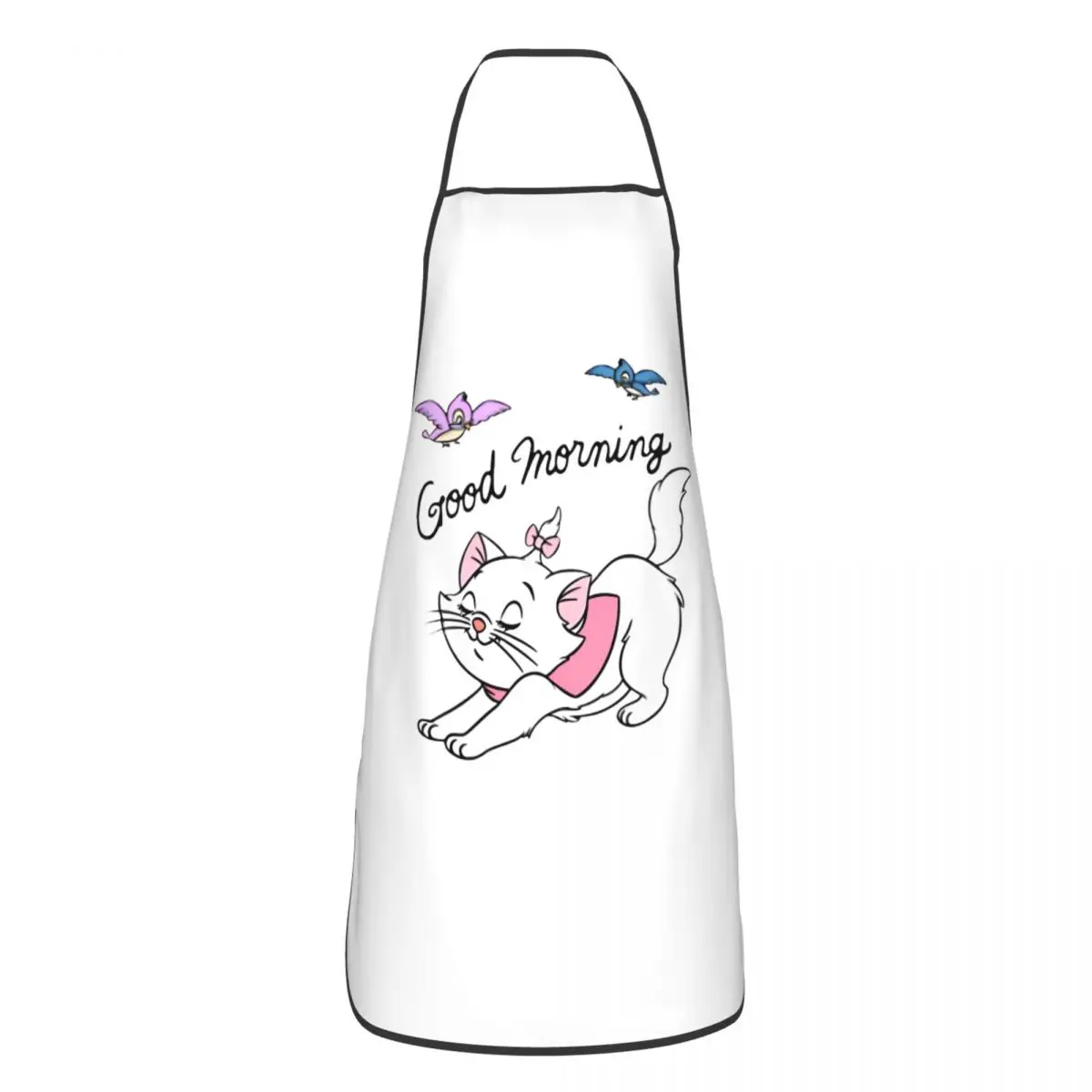 Marie Aristocats Cute Kitty Good Morning Cat Kitchen Grill Apron Oil-proof Pinafores for Manicurist Florist Artisan