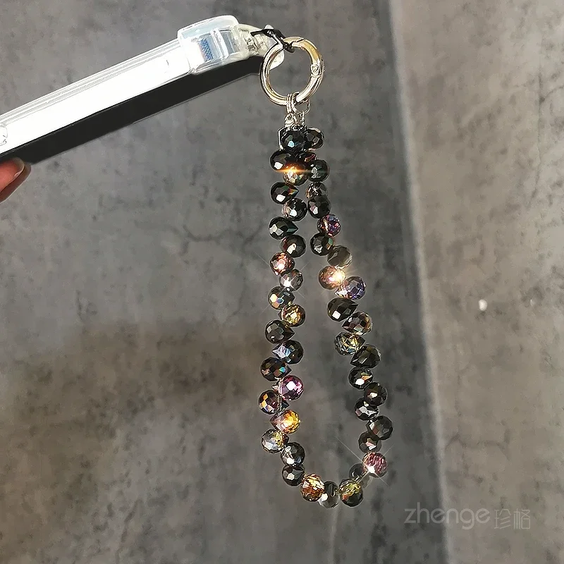 Advanced Black Crystal Phone Bracelet Wrist Ornament Crossbody Can Be Carried Phone Case Bag Keychain Pendant Universal